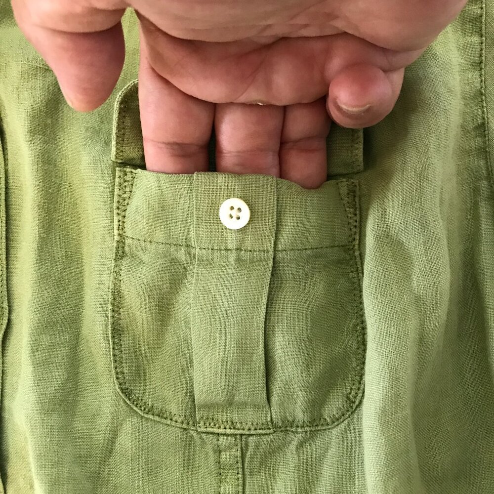 Tommy Bahama Relax 100% Linen Shirt Men XL Green Button Up Pocket Long Sleeve - Picture 12 of 16